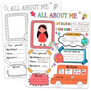 Imagem de Habbiful 20 peças de pôsteres All About Me, pôster de estudante estrela Dias da Semana para alunos do ensino fundamental, pôsteres do primeiro dia de escola para pré-escola, jardim de infância, sala