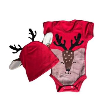 Imagem de Body Bebe - Rena + Touca - Natal - Temático - RL, G