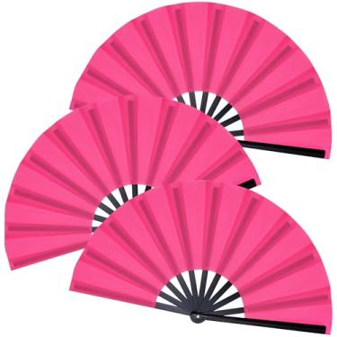 Imagem de Marrywindix 3 peças grande ventilador dobrável chinês grande leques de palmas portáteis para homens e mulheres linha de desempenho decorações de dança evento festa festival artesanato botas de