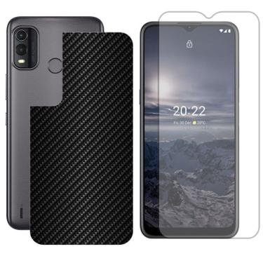 Imagem de Película Hidrogel + Adesivo Fibra De Carbono Para Nokia G11 Plus - Preta