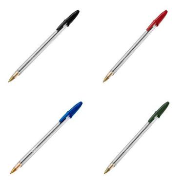 Imagem de Kit 4 Canetas Esferográfica Clássica 1.0 Mm Cristal Sortidas Bic