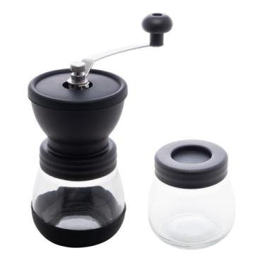 Imagem de Moedor de Café em Aço Inox com Porta Pó Extra de Vidro Preto Lyor