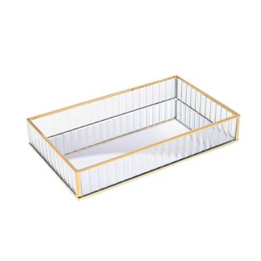 Imagem de LYOR - Bandeja de Metal com Espelho Dourada 20Cm x 30Cm x 4Cm