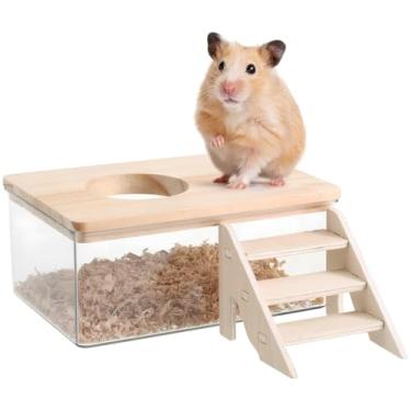 Imagem de POPETPOP 1 conjunto de hamster casa de banho pet supply banho hamster cabana chinchila poeira banho hamster atividade animal de estimação hamster banheira hamster banho de areia com escada hamster