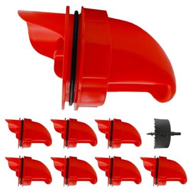 Imagem de [Pacote com 8] Alimentador automático de frango Aopchry (vermelho), alimentador de frango sem desperdício, design espesso em forma de ovo, à prova de chuva, adequado para várias aves, com abridor de