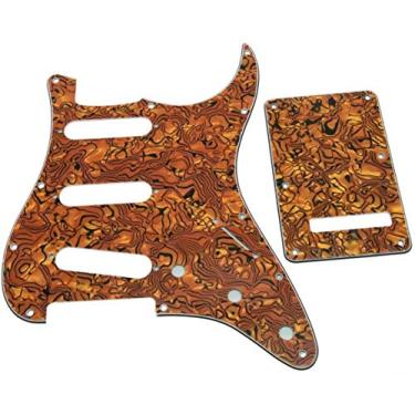 Imagem de Dopro 11 Hole Strat SSS Pickguard ST Placa Traseira Trem Capa para EUA/Mexicano FD Strat Tiger Stripe