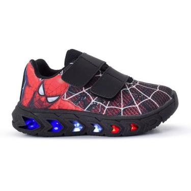Imagem de Tenis Masculino De Led Infantil Homem Aranha Super Heroi - Light, Pret