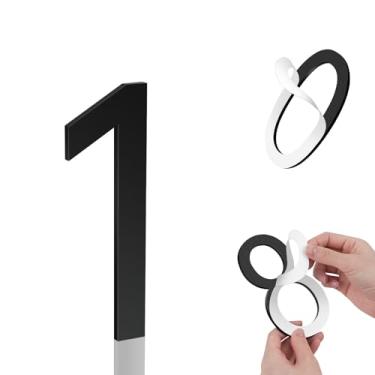 Imagem de Números de casa de 7,6 cm, autoadesivo, número de casa, números modernos de acrílico, para a parte externa, números de caixa de correio, preto, endereço, número de casa, apartamentos, escritório, hotel, quarto, fácil de instalar (1)