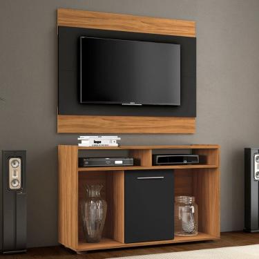 Imagem de Rack com Painel para TV Até 43 Polegadas Show 1 Porta Freijó Trend/Preto Tx - Pnr Móveis
