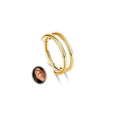 Imagem de Beautidots G23 titânio 1 peça piercing de concha, brincos de cartilagem 16G CZ dupla/tripla argola tragus daith helix brincos para mulheres clicker anéis de septo 8 mm 10 mm 12 mm, 16G-12MM, Titânio