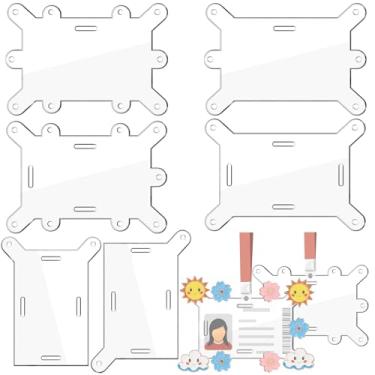 Imagem de Geyoga 6 peças de porta-crachás de acrílico horizontal para crachá de enfermeira, acessórios de exibição de cartão de funcionário (seis estilos)