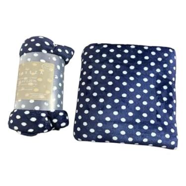 Imagem de Cobertor Casal Po�, 180X220, Azul Marinho com Bolinhas Brancas, Ultra Soft
