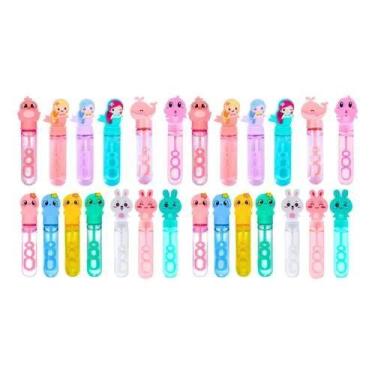 Imagem de kit 24 brinquedo infantil bastão bolinha de sabão lembracinha de festa