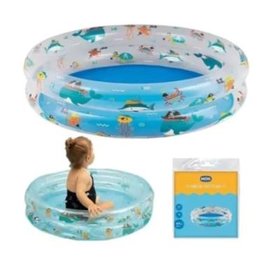 Imagem de Mor - Piscina Infantil Inflável Fundo do Mar Redonda 90 Litros – Banheira Portátil Azul para Crianças e Bebê| Compacta, Segura e Fácil de Montar Piscina, Praia e Camping.