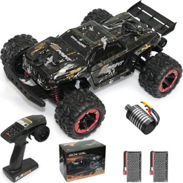Imagem de KAIMIO 1:18 RC Truck 60KM/H High Speed Brushless RC Car RTR 4WD Monster Truck, All Terrain Off-Road Waterproof 2.4GHZ Hobby Grade RC Car for Beginners and Adults (1809PRO-Yellow)