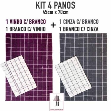 Imagem de Kit 4 Panos de Prato Copa Chef Teka Premium Atoalhado 100% Algodão 45x