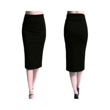 Imagem de Saia Lápis Feminina - Cintura Alta, Ajustada e com Elastano - Ideal pa