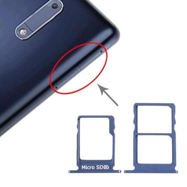 Imagem de HONGYAN Peças de substituição de telefone celular Bandeja de cartão SIM + bandeja de cartão SIM + bandeja de cartão micro SD para Nokia 5 / N5 Ta-1024 Ta-1027 Ta-1044 Ta-1053 Acessórios telefônicos