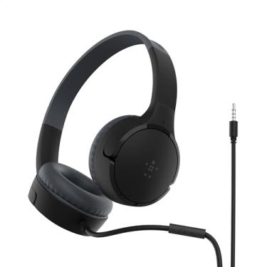 Imagem de Belkin SoundForm Mini fones de ouvido infantis com fio com microfone embutido e adesivos divertidos, limite de volume seguro de 85 dB – para aprendizado online, viagens, compatível com iPhone 15, iPad