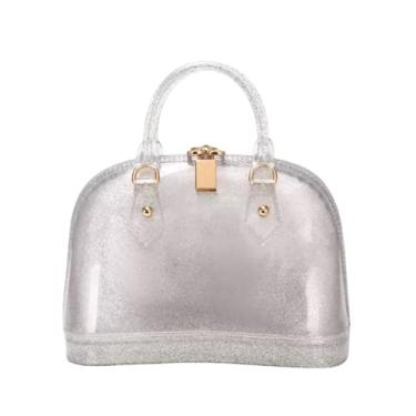 Imagem de Bolsa tiracolo de ombro Jelly Color Tote Satchel com alça superior para mulheres, Glitter prata