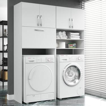 Imagem de Armário Multiuso Lavanderia 5 Portas Essencial Branco - DiretoSim