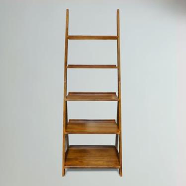 Imagem de Casual Home Estante de madeira maciça âmbar, 5 prateleiras, moldura A independente, marrom quente