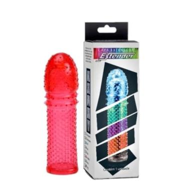 Imagem de Capa Peniana Extender Em Silicone 16 X 4Cm Capa para Pênis com Saliências Estimulantes [VERMELHO] KT805