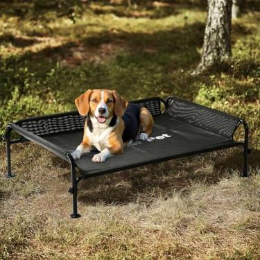 Imagem de Gardner Pet Cama elevada para cães de tamanho médio, cama elevada ao ar livre, impermeável, portátil, refrescante, cama de rede para animais de estimação com grade de proteção de 3 lados, malha