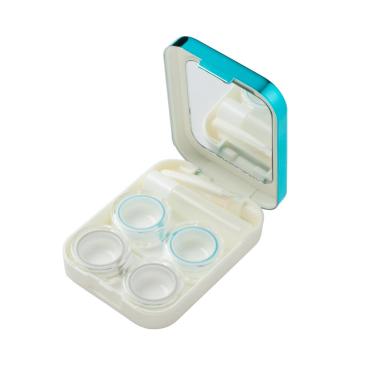 Imagem de Estojo porta lentes Cromado + Pinça e Ventosa Verde