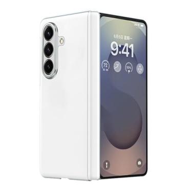 Imagem de POYUFRG Capa magnética para Samsung Galaxy Z Fold 7, capa de couro leve e elegante anti-impressão digital com capa de proteção para dobradiça de lente, branca, Z Fold 7