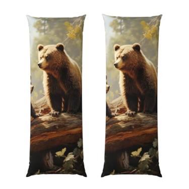 Imagem de Capa de travesseiro corporal com zíper oculto, fronha longa de microfibra macia e respirável para travesseiro corporal, lindos ursos brincando na árvore, capas de travesseiro para cama de presente