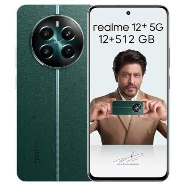 Imagem de Smartphone Realme 12+ 5G, 12GB de RAM 512GB de ROM Tela de 6.67" AMOLED 120Hz 5000mAh, Dimensity 7050 6nm, Android 14, Carga Rápida de 76W, Leitor de Impressão Digital, NFC, Alto-falantes Duplos Verde