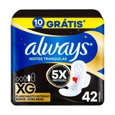 Imagem de Absorvente Always Noites Tranquilas XG Suave Com Abas 42 Unidades, 1 p