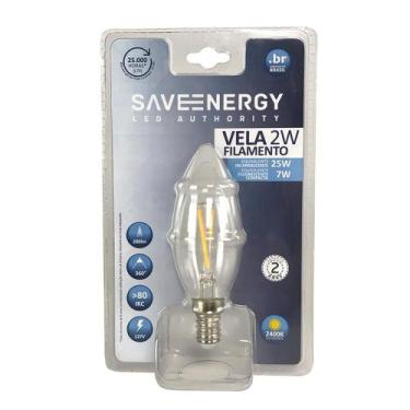 Imagem de Lâmpada de Led Vela Filamento 2W 2400K E14 127V - Save Energy - SE-200