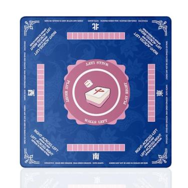 Imagem de Vibrant Mahjong Mat 31"x31" - Professional Noise Reducing Rubber Table Game Mat with Charleston info,Chinese Characters, Non-Slip Base & Velvet Bag - for Dominoes, Cards&Board Game