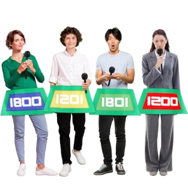 Imagem de Mepase 4 Sets Halloween Classic Price Game Show Contestant Costume Group Adult Showcase Your Price Board with Microphone 70s Studio Outfit for Halloween Costume Game Show Decorations, One Size