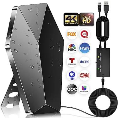 Imagem de Merpersom Antena De Tv Interna/Externa, Recepção Mais 2200 Canais Para Smart Tvs E Todos Os Tipos Tv, Hd Digital Com Amplificador Alto Ganho, Sinal, Locais, Suporta 8K, 4K, 1080P, Cabo 36 Pés