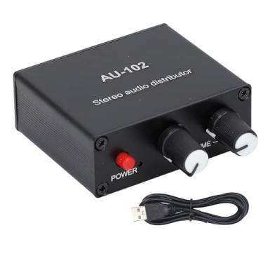 Imagem de Distribuidor de som ativo de 2 em 2 em 2 out mini pequeno amplificador de 3,5 mm Interface Independente Controle de volume DC5V Alumia de alumínio para fone de ouvido