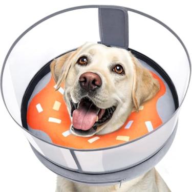 Imagem de Didopet Cone inflável para cães com escudo transparente, coleira protetora de donut para cães após cirurgia para parar de lamber, cone de donut macio para animais de estimação extragrande, coleira de