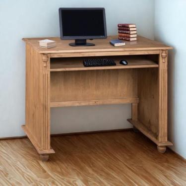 Imagem de Escrivaninha de Madeira com Porta Teclado e Pés Torneados - Meyer Móve