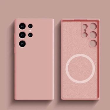 Imagem de Capa de silicone líquido magnético com proteção para Samsung Galaxy S24 Ultra, S23, S22, A15, A55, A35, A25, A54 5G, rosa, para Samsung Galaxy S23
