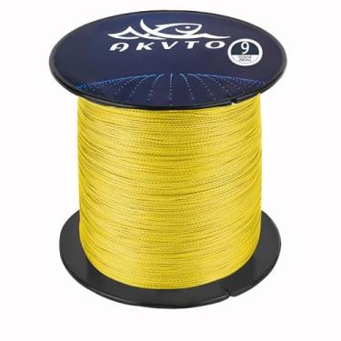 Imagem de AKVTO Linha de pesca trançada, 9 fios, 300 metros, alta sensibilidade, resistente à abrasão (amarelo fluorescente, 0,40 mm/36,3 kg)