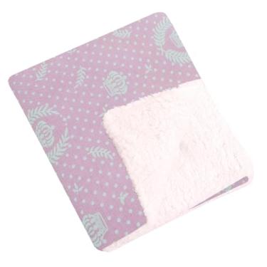 Imagem de Cobertor Para Bebê Estampado Dupla Face Manta Coroa Real Rosa