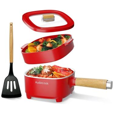 Imagem de Audecook Hot Pot Electric 2L: Panela Elétrica Multifuncional com Revestimento Antiaderente, Ideal para Cozinhar de Forma Saudável e Prática