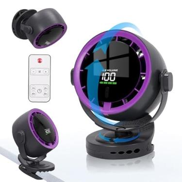 Imagem de Ark miido Ventilador portátil com clipe e operado por bateria, visor digital silencioso, ventilador portátil para escritório, quarto, casa, ao ar livre, 100 velocidades, inclinação de 720°, ventilador