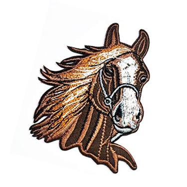Imagem de Adesivos de desenho animado com cabeça de cavalo marrom patch equitação fazenda crianças bebê costurar ferro em aplique bordado emblema camiseta jaqueta chapéu mochila DIY bordado feito à mão (02)