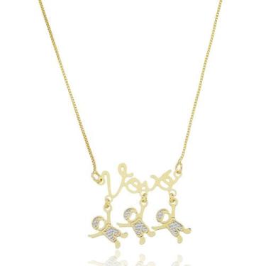 Imagem de Colar personalizado vovó Três NETINHOS banhado a ouro 18K - Giuli Joia