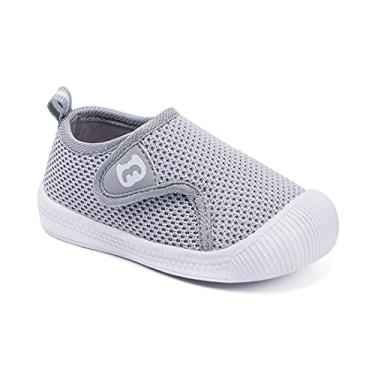 Imagem de BMCiTYBM Sapatos de bebê infantil menino menina primeiro andador tênis infantil leve antiderrapante para 6 9 12 18 24 meses, A - cinza, 18-24 Months Toddler