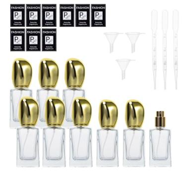 Imagem de Yebeauty 9 frascos de perfume de vidro de 30 ml, frascos de perfume portáteis, frasco de spray de névoa atomizador vazio para perfume de colônia, transparente