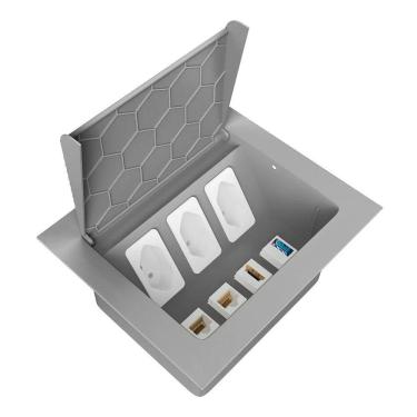 Imagem de Caixa Embutir 3 Tomada 2 HDMI 1 RJ45 1 USB Charger mesa